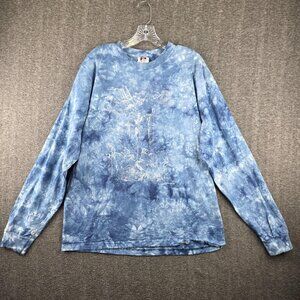 Bayside Shirt Mens XL Blue Tie Dye Christian Long Sleeve Graphic Made USA
